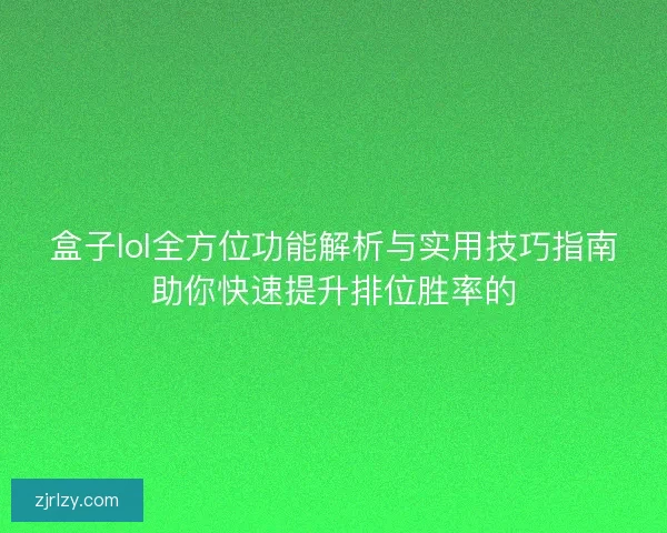 盒子lol全方位功能解析与实用技巧指南助你快速提升排位胜率的