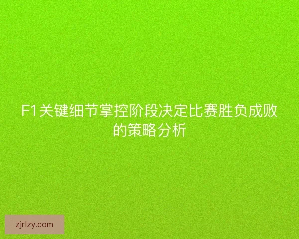 F1关键细节掌控阶段决定比赛胜负成败的策略分析